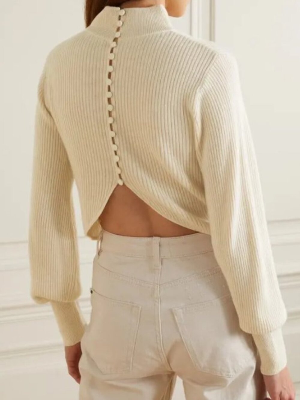 REFORMATION NET-A-PORTER kieran ribbed recycled cashmere-blend sweater small - Picture 4 of 4